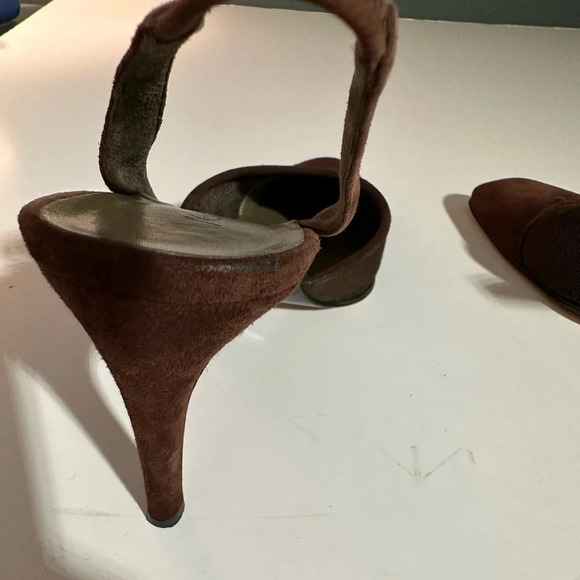 Yves Saint Laurent Brown Slingback Pumps Sz 9M - Picture 14 of 16